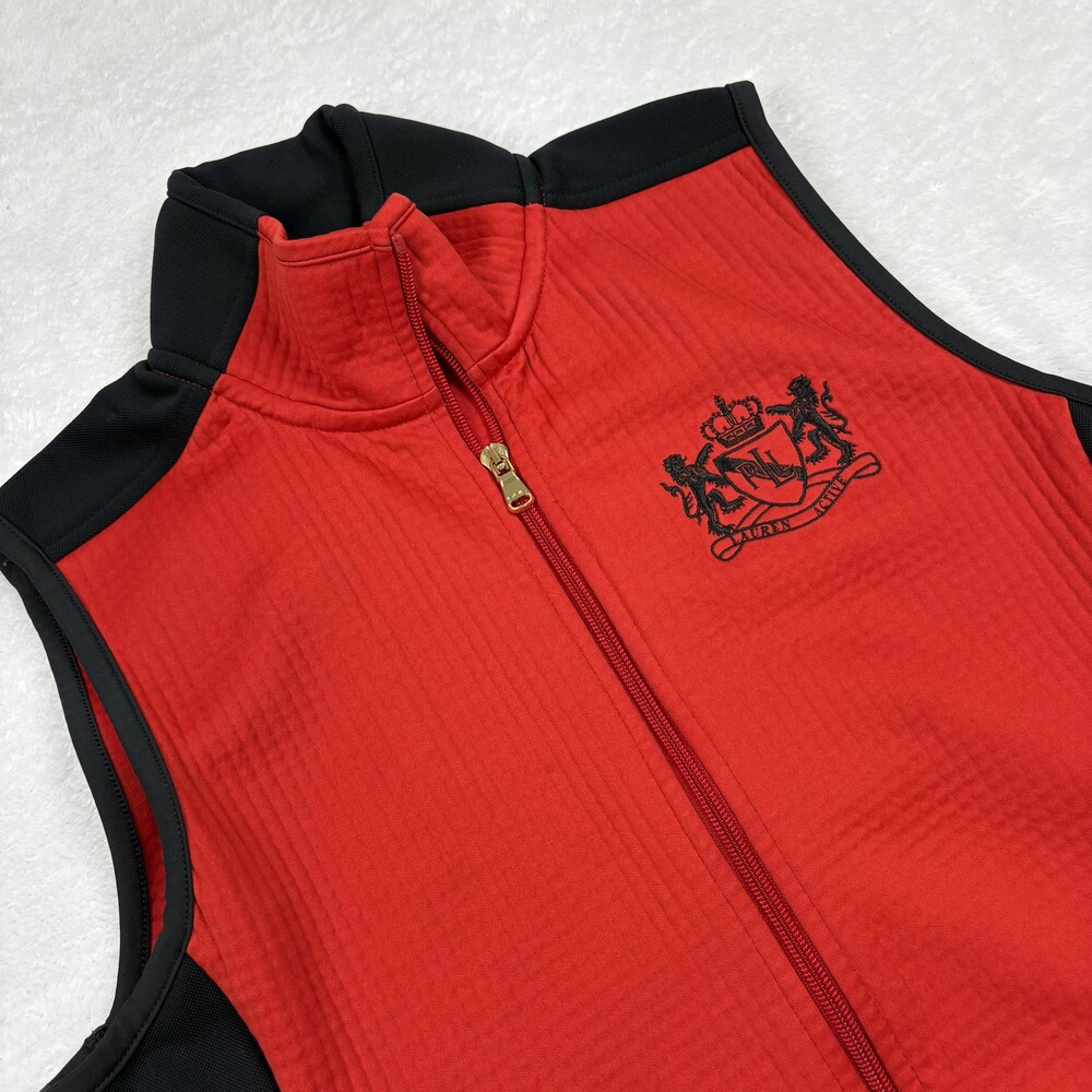 Lauren Ralph Lauren Tank Womens M Red Full Zip Jacket High Neck Vest Athletic